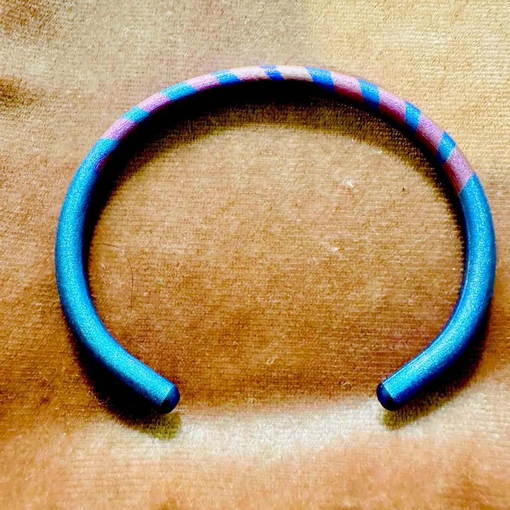 One-of a kind hand-painted metal bracelet vintage 1980s